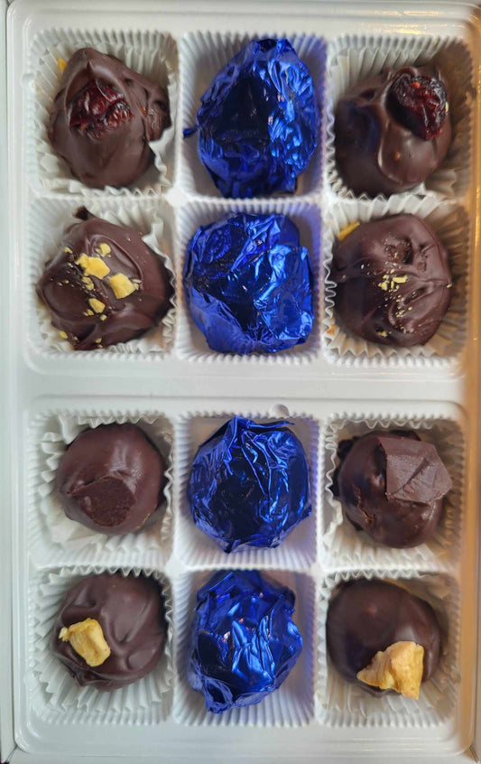 Blue Line Dark Chocolate Truffles Mystery Box of 12 pcs Assorted Flavors